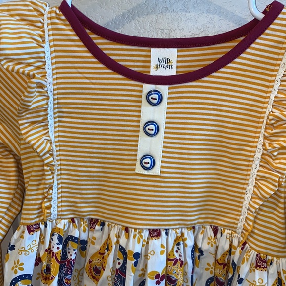 EUC Wild Flowers Boutique Size 12 Striped Stripe Babydoll Russian Doll Top - Picture 4 of 6